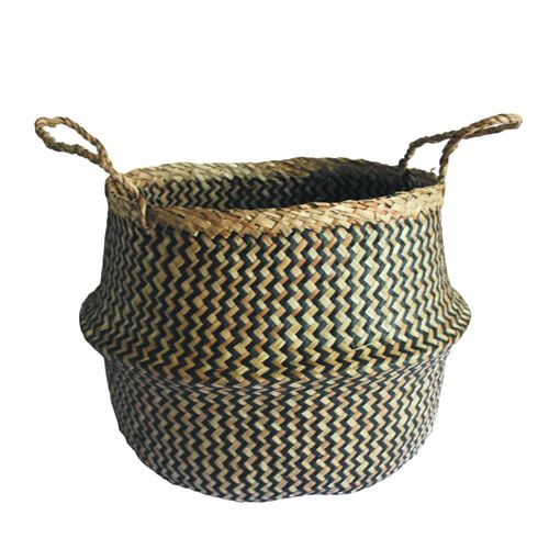 Generique Panier En Jonc De Mer, Cloche, Ethno Zigzag, Black N°0 - Image 3