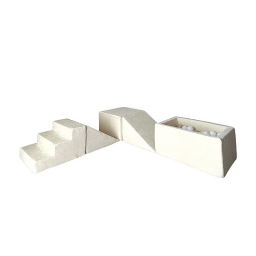 Jeu en mousse 5 éléments avec mini piscine à balles velours crème