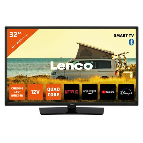 32 Smart TV Android avec adaptateur voiture 12 V Lenco LED 3263BK (V2) Noir