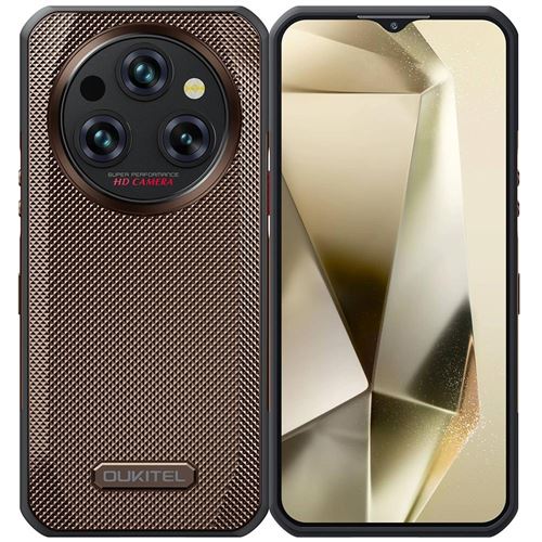 Smartphone 6.5 Pouces 5G Étanche 11000mAh 8GB+256GB Android 14 NFC Marron YONIS
