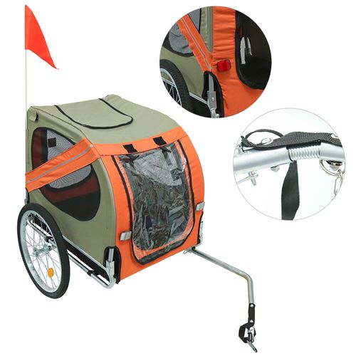 Comparer les prix de Remorque Vélo B.LIVEM® pour Chien Pliable avec Drapeau, Charge Max.40KG Orange 137*73*90cm