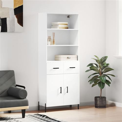 Non Communiqué Blanc Vidaxl Buffet Haut, Armoire De Rangement Avec Pieds, Meuble De Rangement, Organisateur Salon Salle De Séjour, Moderne, Bois D'ingénierie