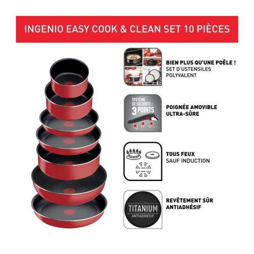 Ingenio Easy Cook N Clean L1529102 Set 20 pièces - 4 poêles 22/24