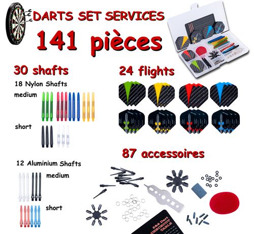 Fléchettes Service Kit steeltip/softip - pour pointe acier et pointe nylon - 141 pièces dans une boite de rangement