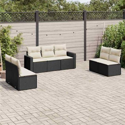 Salon de jardin modulable vidaxl 7 personnes 7 pieces resine tressee 62 x 55 x 69 cm noir