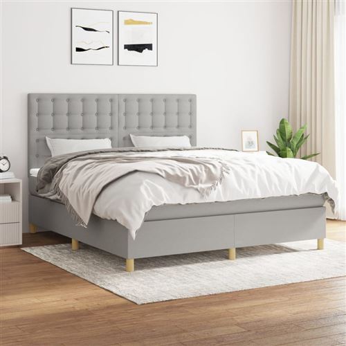 vidaXL Sommier à lattes de lit avec matelas Gris clair 160x200cm Tissu3142665