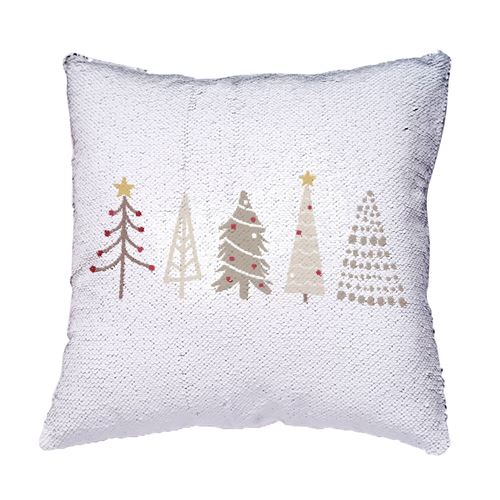 Housses De Coussin Noël Sapin Avec Paillettes - Lot De 2 - Taille 40x40 Cm - Blanc Doux