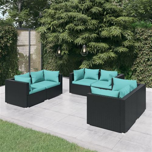 Non Communiqué Noir Vidaxl 6-Delige Loungeset Met Kussens Poly Rattan Zwart3102297