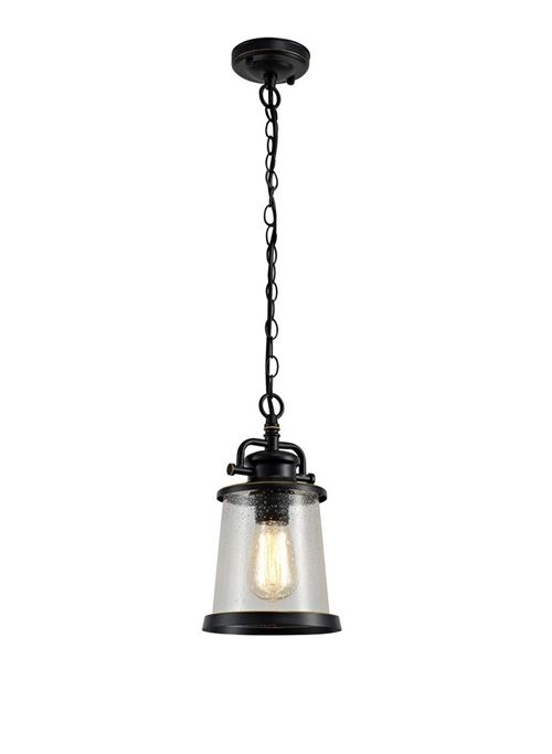 Luminosa Lighting - Lanterne suspendue au plafond, 1 x E27, noir, or avec verre transparent semé, IP54