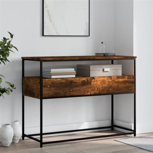 VIDAXL - Table console - 100x40x75 cm - Chêne fumé - Image 2