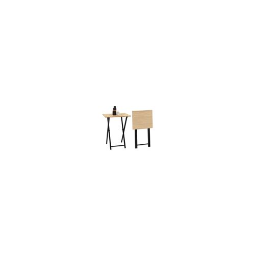Lot de 2 tables d'appoint pliantes bois et métal