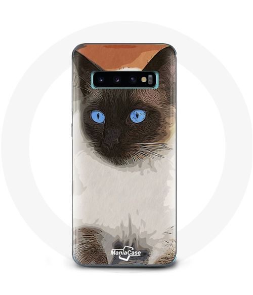 Coque pour Samsung Galaxy S10 Siamois Noir et blanc Yeux Bleus Maniacase