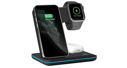Dock de charge &agrave; induction iphone, apple watch et airpods design vertical noir