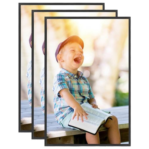 vidaXL Collage de cadres photo 3 pcs au mur table Noir 50x70 cm MDF