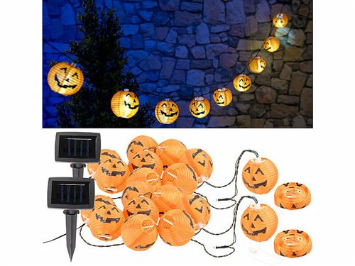 Lunartec : 2 guirlandes à LED avec 10 lampions citrouilles d'Halloween - Solaire