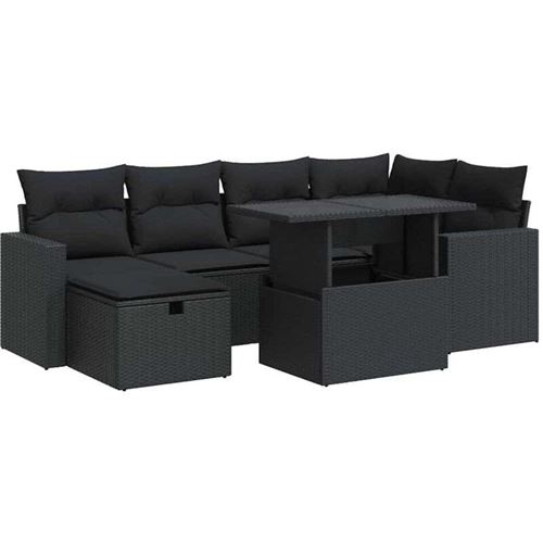 Non Communiqué Noir Resine Tressee Vidaxl 6 Personnes 7 Pieces 62.0 X 62 X 69 Salon De Jardin Modulable