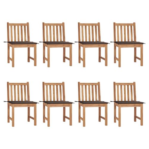 Vidaxl Chaises De Jardin Lot De 8 Avec Coussins - Bois De Teck Massif - Image 3
