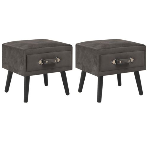 Non Communiqué Gris Tables De Chevet 2 Pcs 40X35x40 Cm Velours