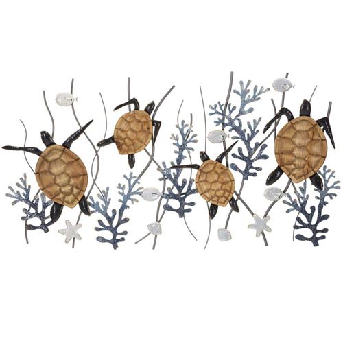 Non Communiqué Multicolore Décoration Murale En Métal Turtle 132.7 X 5.7 X 69.9 Cm