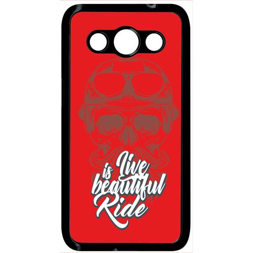 Coque samsung galaxy core max life is beautiful ride tete entiere fond rouge