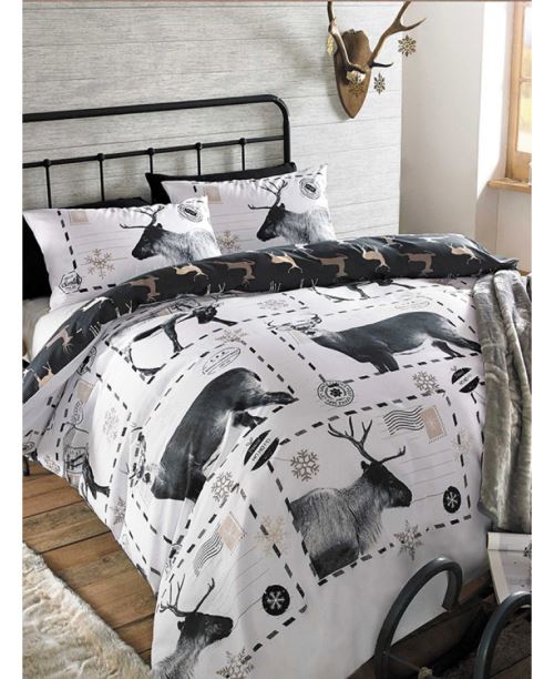 Ensemble de couverture de couette simple de renne de Noël