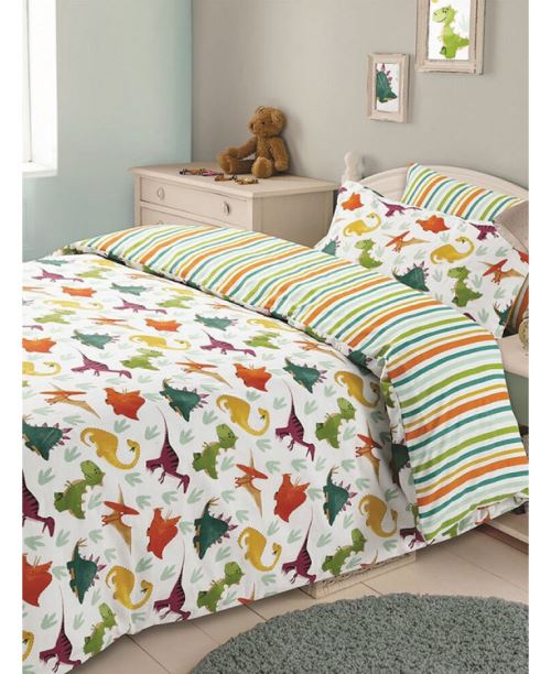 Dinosaure Double Housse de couette et taie d'oreillers