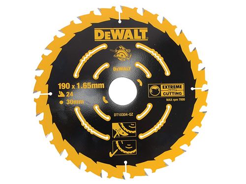 Dewalt Dt10304-Qz Lame De Scie Portative 24Wz, Argent, 190/30Mm
