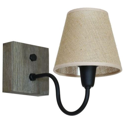 HOMEMANIA Lampe Murale Gru - Applique - Noir, Gris en Métal, Bois, Tissu, 25 x 15 x 30 cm, 1 x E14, 40W
