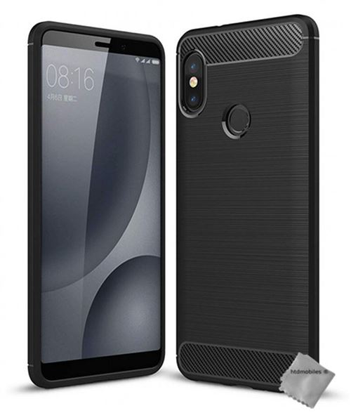 Housse etui coque silicone gel carbone pour Xiaomi Mi A2 avec film ecran - NOIR