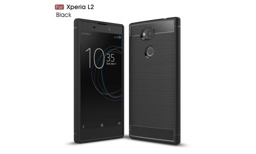 Coque pour XPERIA L2 noire aspect carbone