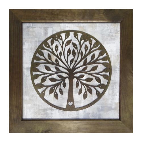 Peinture encadrée originale - MDF - 50x50 cm - Moulure marron peinte a la main