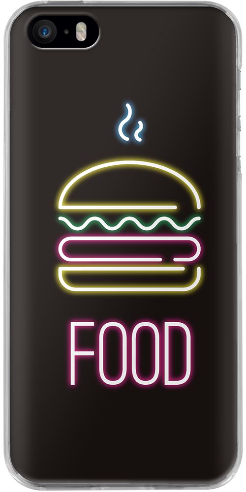 BigBen Connected Coque rigide pour iPhone5/5S/SE Effet Holographique Motif Food Noir
