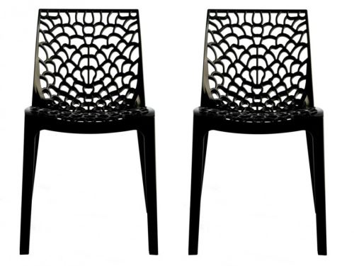 Lot de 2 chaises empilables DIADEME - Polypropylène - Gris anthracite