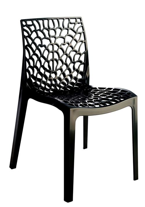 Vente-Unique Chaise Empilable Gruvyer - Polypropylène - Gris Anthracite