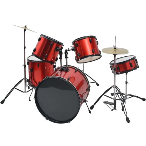 vidaXL Drumstel voor volwassenen gepoedercoat staal rood