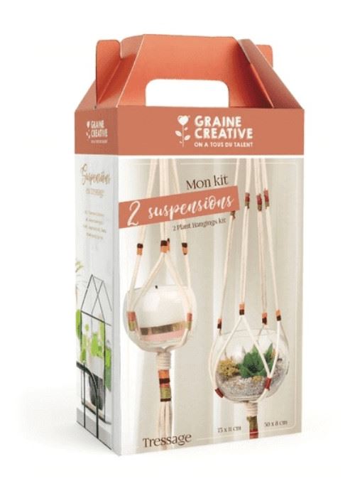 Kit macram&eacute; Graine Cr&eacute;ative tressage 2 suspensions