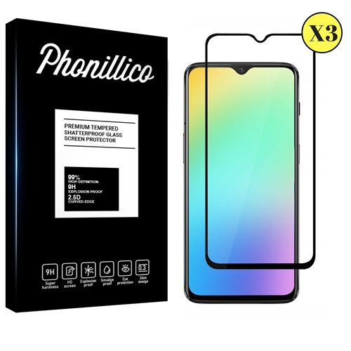 Verre Trempe pour OnePlus 7 [Pack 3] Film Transparent Bord Noir Vitre Protection Ecran Phonillico®
