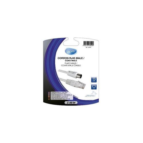 APM 408020 Cordon RJ45 Mâle Coaxial / Mâle - 2 m