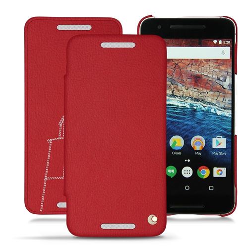 Noreve - Housse cuir Huawei Nexus 6P - Tentation Tropézienne - Rouge troupelenc