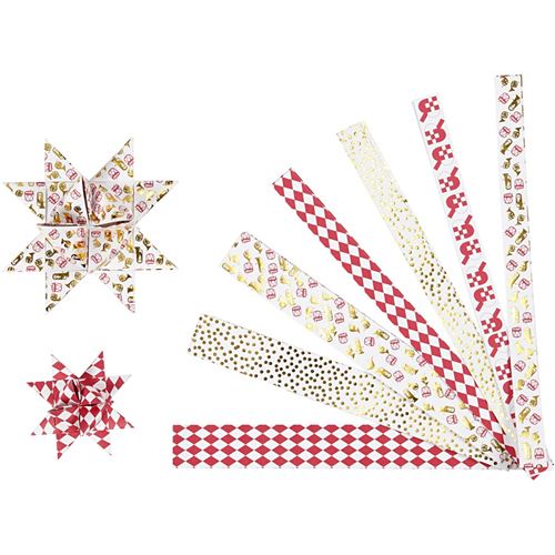 Vivi Gade bandes d'étoiles papier 44/78 cm blanc/or/rouge 48 pièces