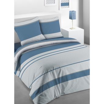 Housse de couette microfibre 240x260 Ignhor bleu + 2 taies ...
