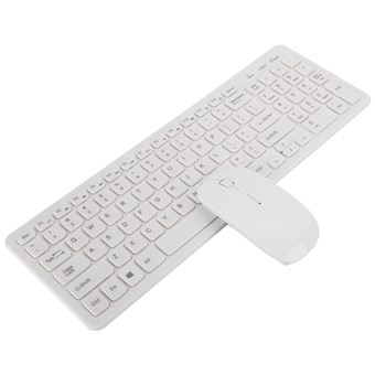 Clavier blanc mince sans fil + ensemble de souris optique sans fil pour PC  et ordinateur portable