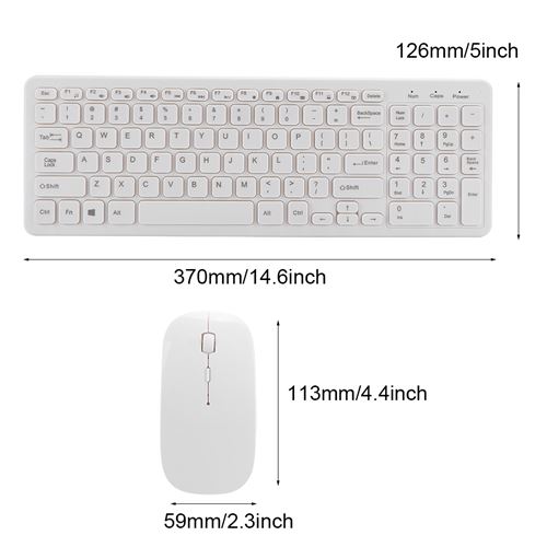 Jeu de clavier de souris sans fil jeu de bureau pour ordinateur portable  micro-récepteur à 3 vitesses(Blanc ) - Ensemble clavier/souris - Achat &  prix