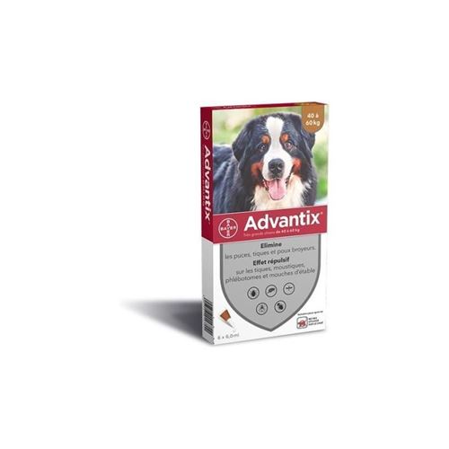 Advantix 4 Pipettes Antiparasitaires - Pour Tres Grand Chien De 40 A 60 Kg - 4 X 6 Ml