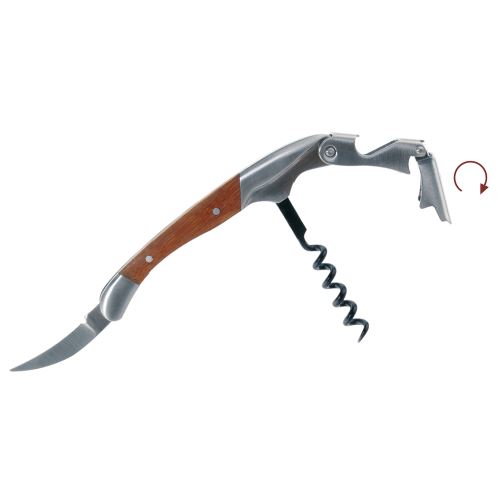 Sommelier Double Levier Manche en Bois de Bambou - Acier Inoxydable - Couteau possédant des fonctions de tire-bouchon, découpe capsule & décapsuleur - Confort d'utilisation - Coffret cadeau