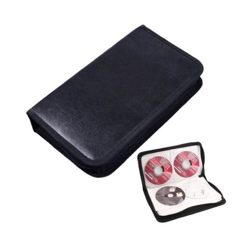 Etui housse de protection en PU portable pour 80 disques CD/DVD - Noir