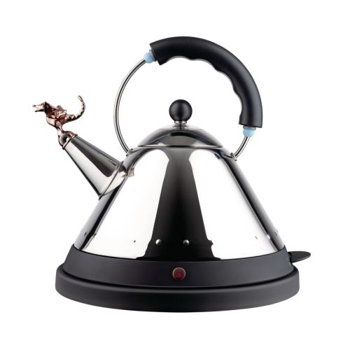 Alessi Mg32rex B Tea Rex Bouilloire Électrique en Acier Inoxydable 18/10 Brillant avec Poignée et Base en Pa, Noir, Sifflet-reptile Préhistorique en Pa, Metallisé Cuivre,