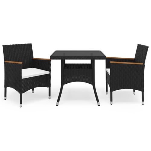 Ensemble à dîner de jardin 3 pcs Noir