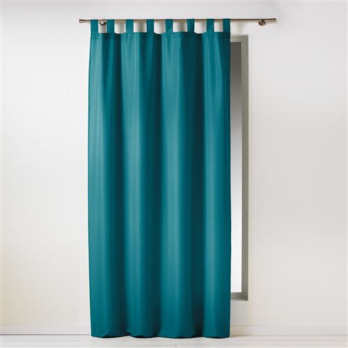 Rideau a passants 140 x 260 cm polyester uni essentiel Petrole