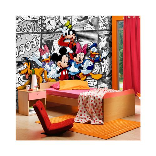 AG ART Papier peint XXL intisse Mickey BD Blanc Disney 360X270 CM